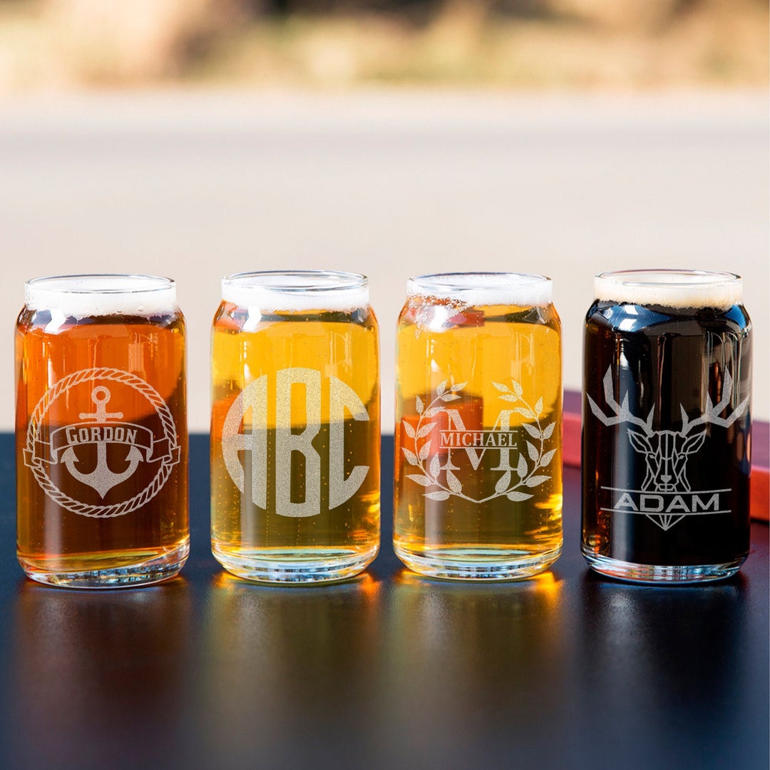 Custom Engraved Beer Glass, Monogram Beer Glasses, Beer Mugs, Groomsmen