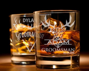 Engraved Whiskey Glass: Custom Groomsman Gift, Scotch Bourbon Glass
