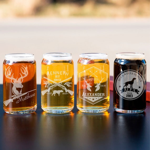 Hunter Beer Can Glass Hunter Gift Beer Mugs Father's Etsy