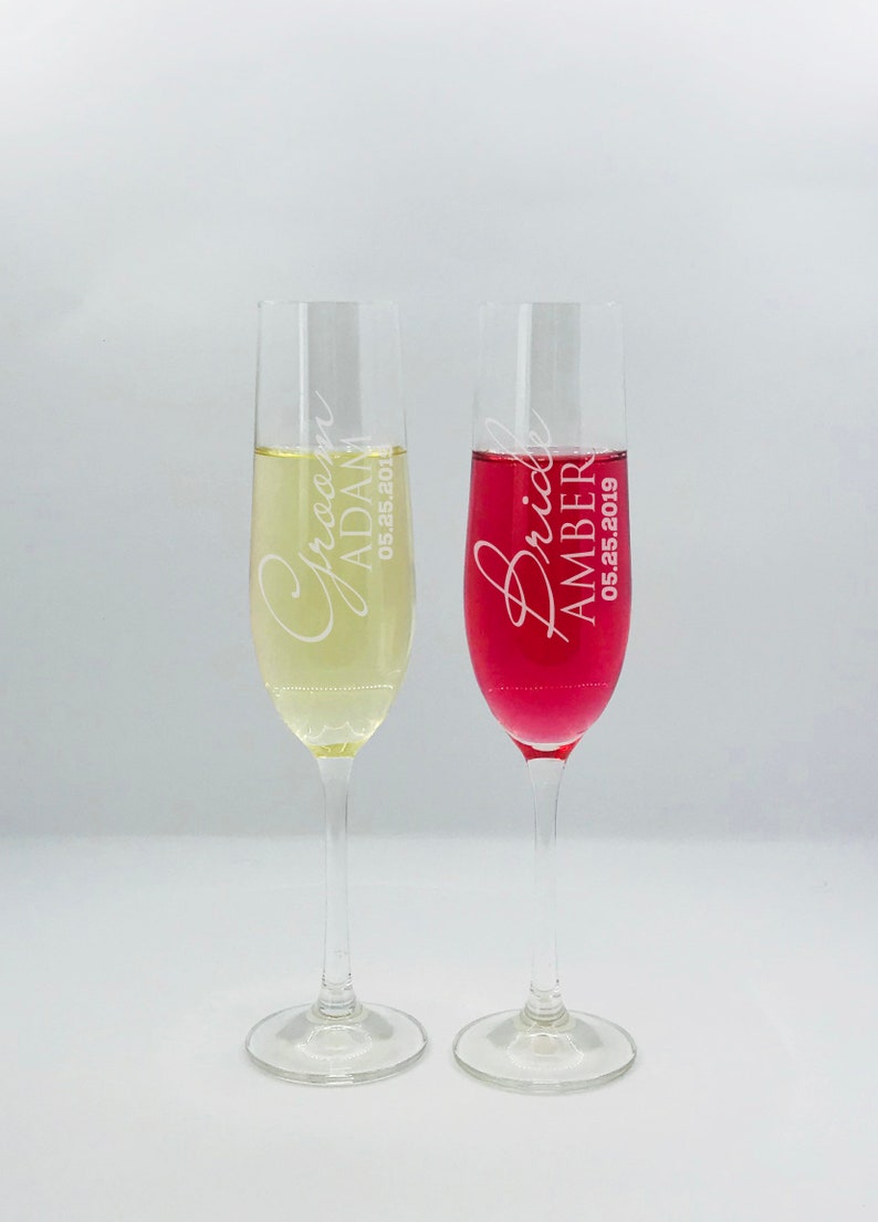 Personalized Champagne Flutes 2 Toasting Flutes Personalized Etsy