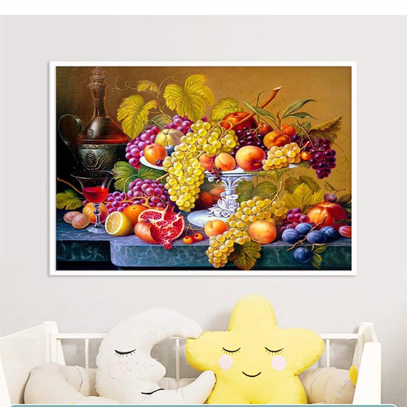 Fruit Diamond Embroidery Kitchen Wall Decor Rubik/'s Cube Square Diamond Painting Crystal Mosaic Picture of Rhinestone