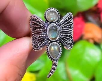 Labradorite Butterfly Shape Ring, 925 Sterling Silver Ring, Natural Stone Ring, Butterfly Ring, Promise Ring, Gemstone Ring, Engagement Ring