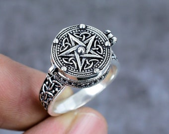 Unique Star Ring, Celtic Ring, Poison Ring, Pillbox Ring, Boho Women&#39;s Ring, 925 Stamped Ring, 925 Sterling Silver Poison Ring, Gift For Her