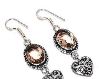Rare Morganite Earrings, Gemstone Earrings, Pink Drop & Dangle Earrings, 925 Sterling Silver Jewelry, Wedding Gift, Earrings For Mother