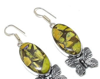 Elegant Natural Stichtite Stone Earrings, Green Drop & Dangle Earrings, 925 Sterling Silver Jewelry, Birthday Gift, Earrings For Love