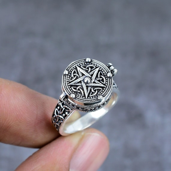 Unique Star Ring, Celtic Ring, Poison Ring, Pillbox Ring, Boho Women's Ring, 925 Stamped Ring, 925 Sterling Silver Poison Ring, Gift For Her