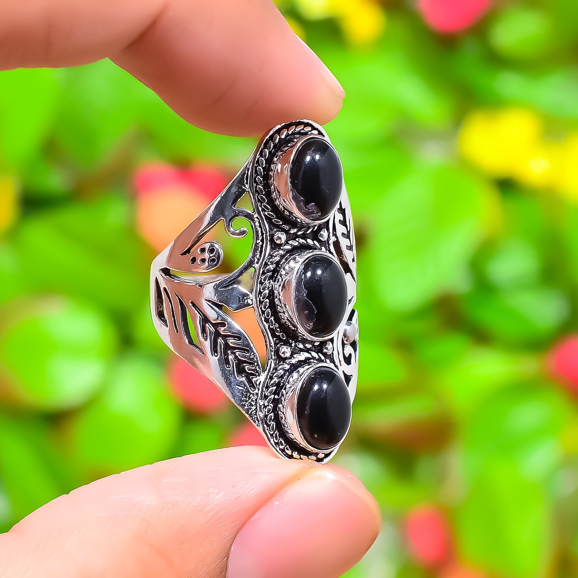 A&G onyx silver925 ring 超希少　正規品　鑑定済　レア 925 Sterling Silver Black Onyx or Turquoise Ring for Women. Big