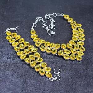 Elegant Citrine Necklace, Yellow Gemstone Necklace, Chain Necklace, 925 Sterling Silver Jewelry, Wedding Gift, Necklace For Love