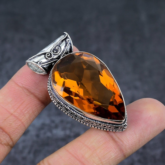 Citrine Handmade Pendant 925 Sterling Silver November Birthstone Jewelry