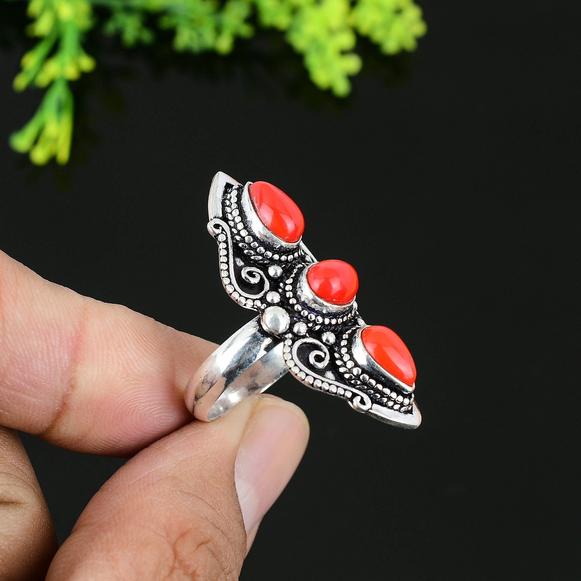 Navajo Coral Ring - Etsy