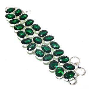 Rare Chrome Diopside Bracelet, Green Gemstone Bracelet, Chain Bracelet, 925 Sterling Silver Jewelry, Birthday Gift, Bracelet For Mother