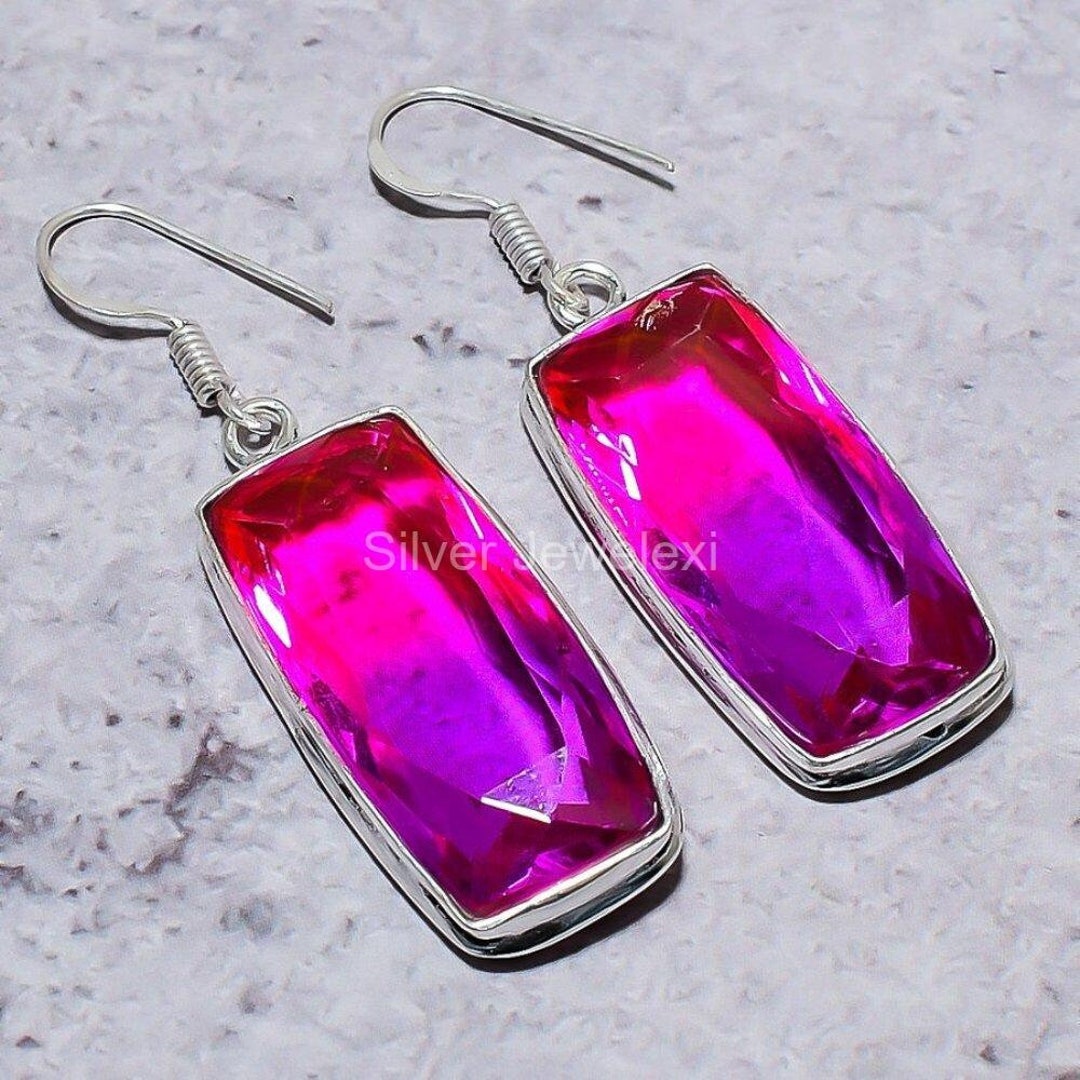 Bicolor Tourmaline Earrings White/colorless Drop & Dangle Etsy