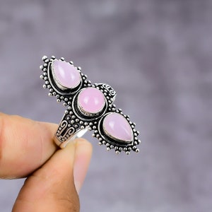 Pink Chalcedony Ring, Statement Ring, 925 Sterling Silver Ring, Handmade Bohemian Ring, Pink Stone Ring, Birthday Gift, Love Gift For Her