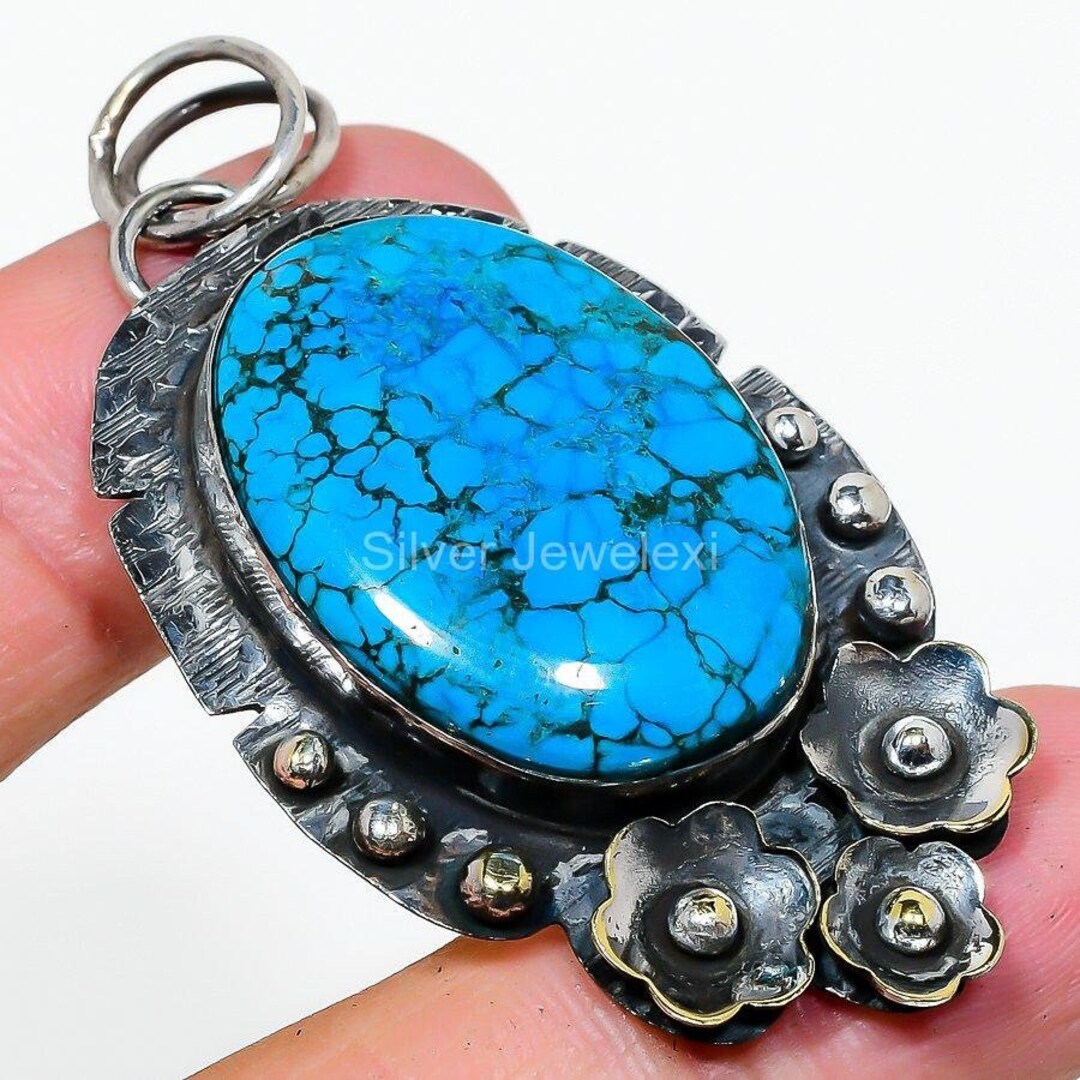 Valuable Natural Turquoise Pendant Gemstone Pendant Blue Etsy