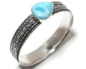Larimar Blue Art Deco Bracelet 925 Sterling Silver Jewelry