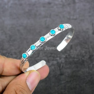 Elegant Santa Rosa Turquoise Bracelet, Blue Gemstone Bracelet, Bangle Bracelet, 925 Sterling Silver Jewelry, Wedding Gift, Bracelet For Love