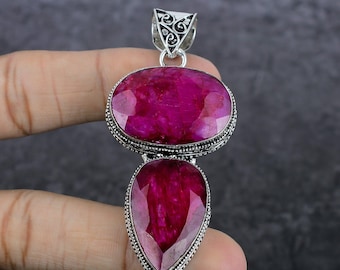 Ruby Artisan Pendant 925 Sterling Silver July Birthstone Jewelry