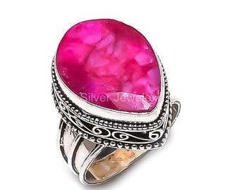 Bague rubis avec pierre de naissance juillet, pierre gemme rose, bijoux en argent sterling 925