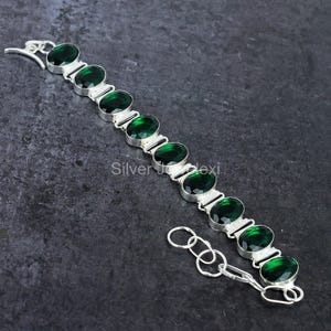 Natural Chrome Diopside Bracelet, Green Gemstone Bracelet, Chain Bracelet, 925 Sterling Silver Jewelry, Wedding Gift, Bracelet For Daughter