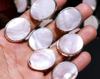 Natural Mother of Pear Rings, Bulk Jewelry Wholesale Lot Rings, Handmade Simple Minimalist Stone Beautiful Rings, Wedding Wear Ring Gift