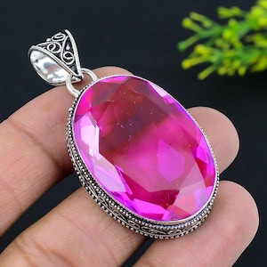 Pendentif bijou en argent sterling 925 fait main avec pierre précieuse grenat