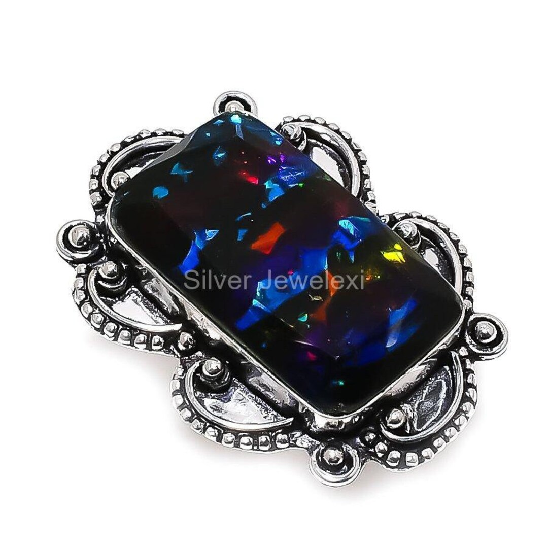 Rare Dichroic Glass Ring, Gemstone Ring, Multi Color Cluster Ring, 925 ...