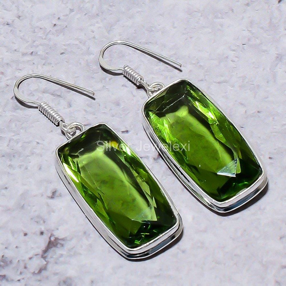 Exquisite Peridot Earrings, Green Gemstone Earrings, Drop & Dangle Earrings, 925 Sterling Silver Jewelry, Anniversary Gift, Earrings For Her