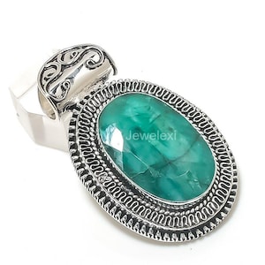 100% Genuine Emerald Pendant, Green Gemstone Pendant, Pendant, 925 Sterling Silver Jewelry, Anniversary Gift, Pendant For Her