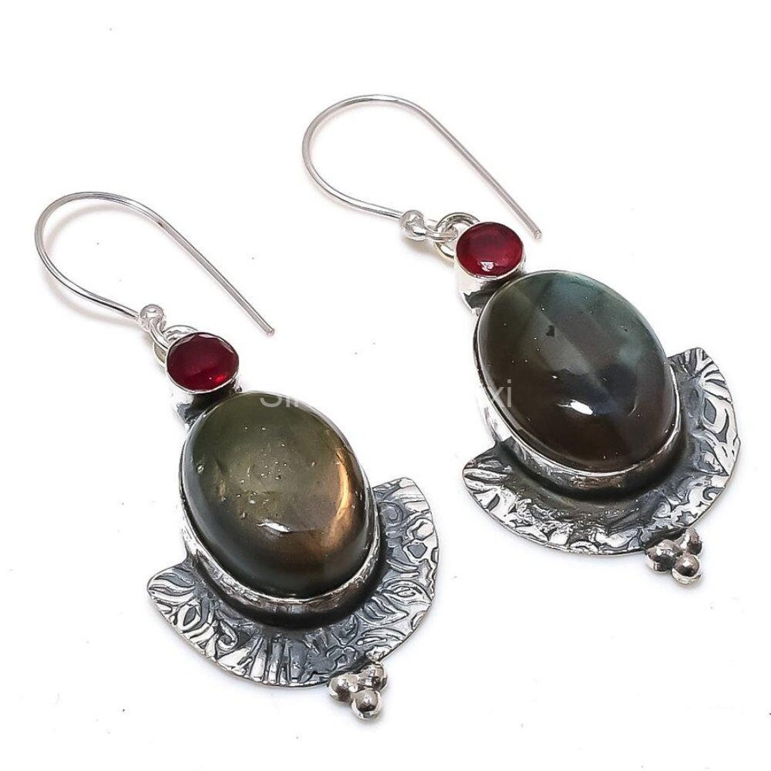 NaturSchatulle Holzohrringe Moni I – Handgefertigte Ohrringe Aus Echtholz & 925 Sterling Silber | Unikat