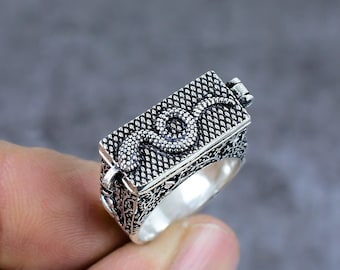 Silver Poison Ring, Pill Box Ring, 925 Sterling Silver Ring, 925 Stamped Ring, Hidden Component Box Ring, Secret Message Ring,Gift For Her