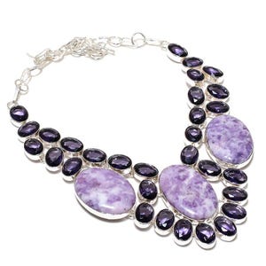 Remarkable Lepidolite Necklace, Purple Gemstone Necklace, Chain Necklace, 925 Sterling Silver Jewelry, Wedding Gift, Necklace For Mother