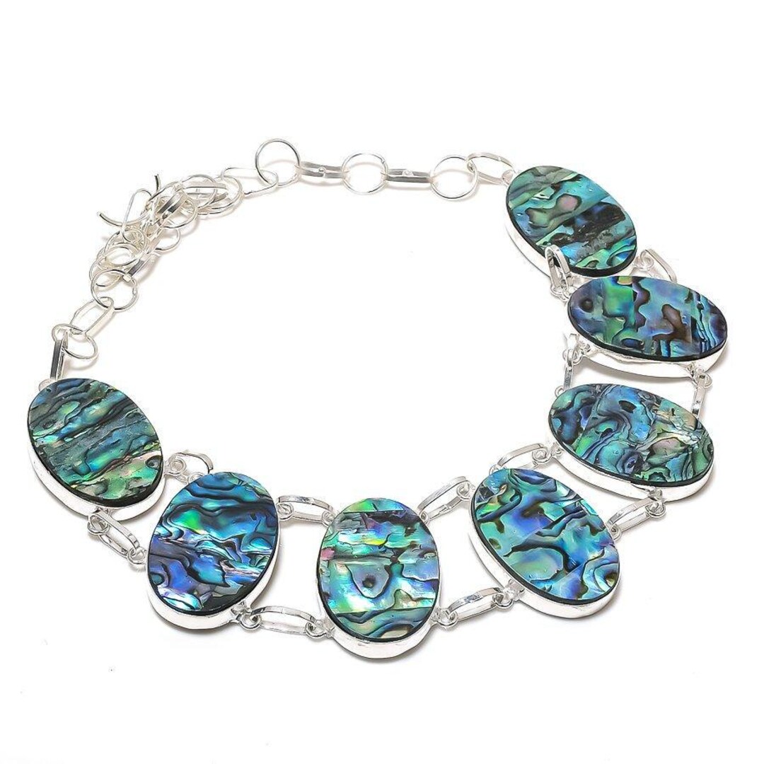 White Mother of Pearl and Blue Turquoise Golden Barcelona Y-Necklace main image 1