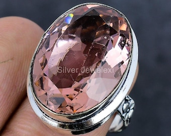 Morganit Pfirsich Designer Ring Band 925 Sterling Silber Schmuck