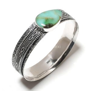 Exquisite Chrysoprase Bracelet, Green Gemstone Bracelet, Bangle Bracelet, 925 Sterling Silver Jewelry, Birthday Gift, Bracelet For Her