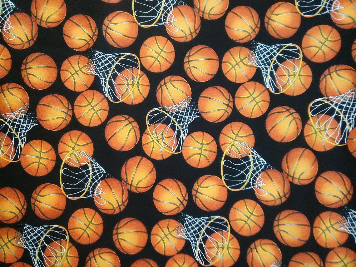 Basketball Cotton Fabric 100 Cotton Fabric Sports Team Game Etsy