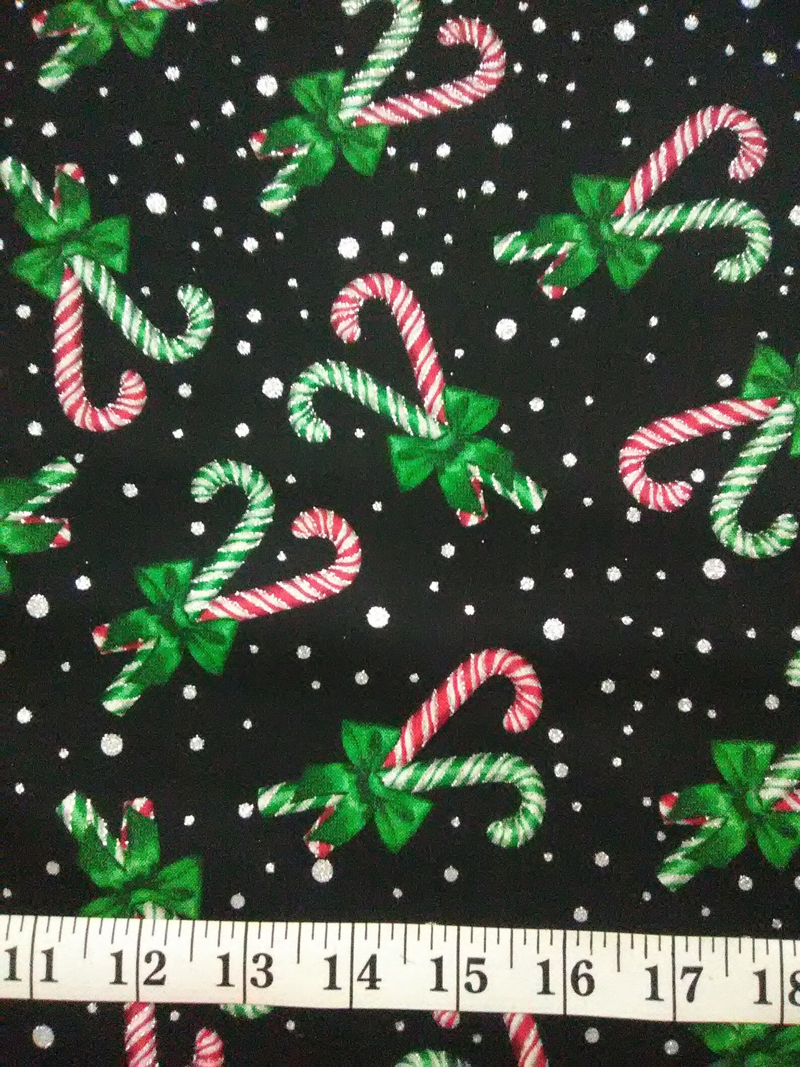 Candy Canes Cotton Fabric 100 Cotton Fabric Christmas Etsy