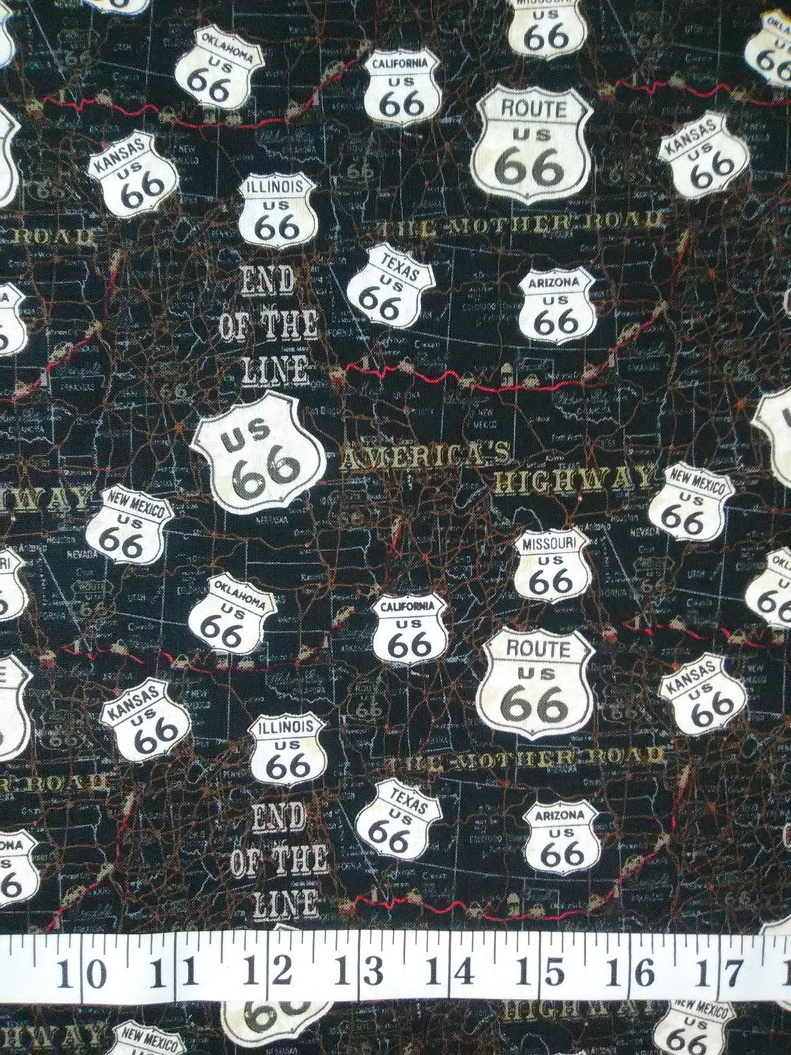 Route 66 Cotton Fabric 100 Cotton Fabric American Dream by Etsy
