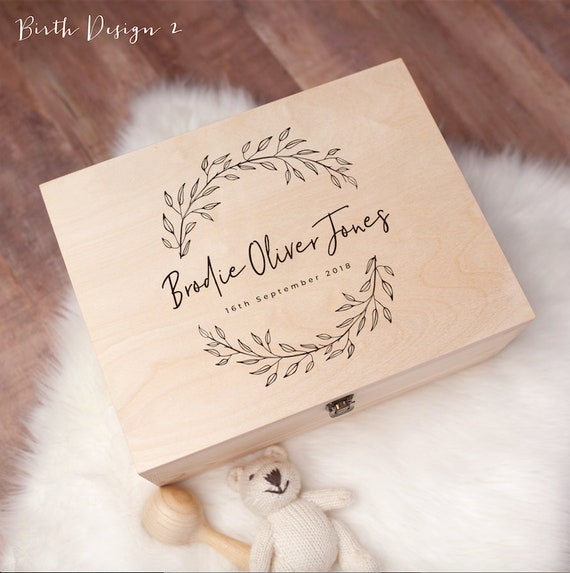 Personalised Baby Gift Keepsake Box - Personalised Baby Gifts For Newborn -  Personalised Wooden Memory Box