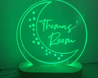 Moon Personalised Night Light | Childrens Night Light | Kids Room Light | Room Light | Personalised Gift | Led Night Light