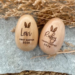 Personalised Wooden Easter Egg Shaker | Easter Egg Shaker | Easter Basket | Easter Gift | Musical Egg image 1