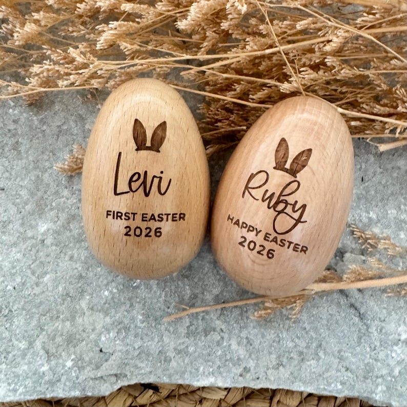 Personalised Wooden Easter Egg Shaker | Easter Egg Shaker | Easter Basket | Easter Gift | Musical Egg image 1