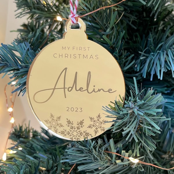 First Christmas Tree Ornament | Snowflake Tree Decoration | My First Christmas Decoration | Laser Engraved | Mirror | Christmas Tree