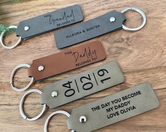 Gift for daddy, gift for dad, gift for husband, dad birthday, personalised keychain, leather keyring, daddy keyring,