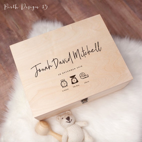 Personalised Baby Gift Keepsake Box - Personalised Baby Gifts For Newborn -  Personalised Wooden Memory Box