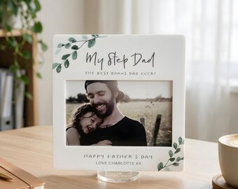 Marco de fotos con diseño de hoja verde para el Día del Padre, regalo personalizado para el Día del Padre, regalo para papá, regalo para padrastro