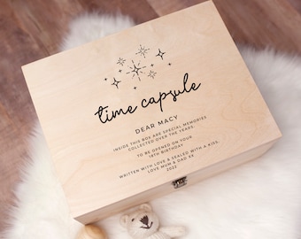 Personalised Baby Gift Keepsake Box - Personalised Time Capsule - Personalised Wooden Memory Box