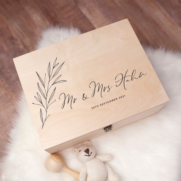 Personalised Wedding Gift Keepsake Box - Personalised Engagement Box - Personalised Wooden Memory Box