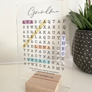 Mother's Day Gift Word Search Grandchildren Gift for Grandparent Mothers Day Gift Grandkids Wall Decor Wood Decor Hanging