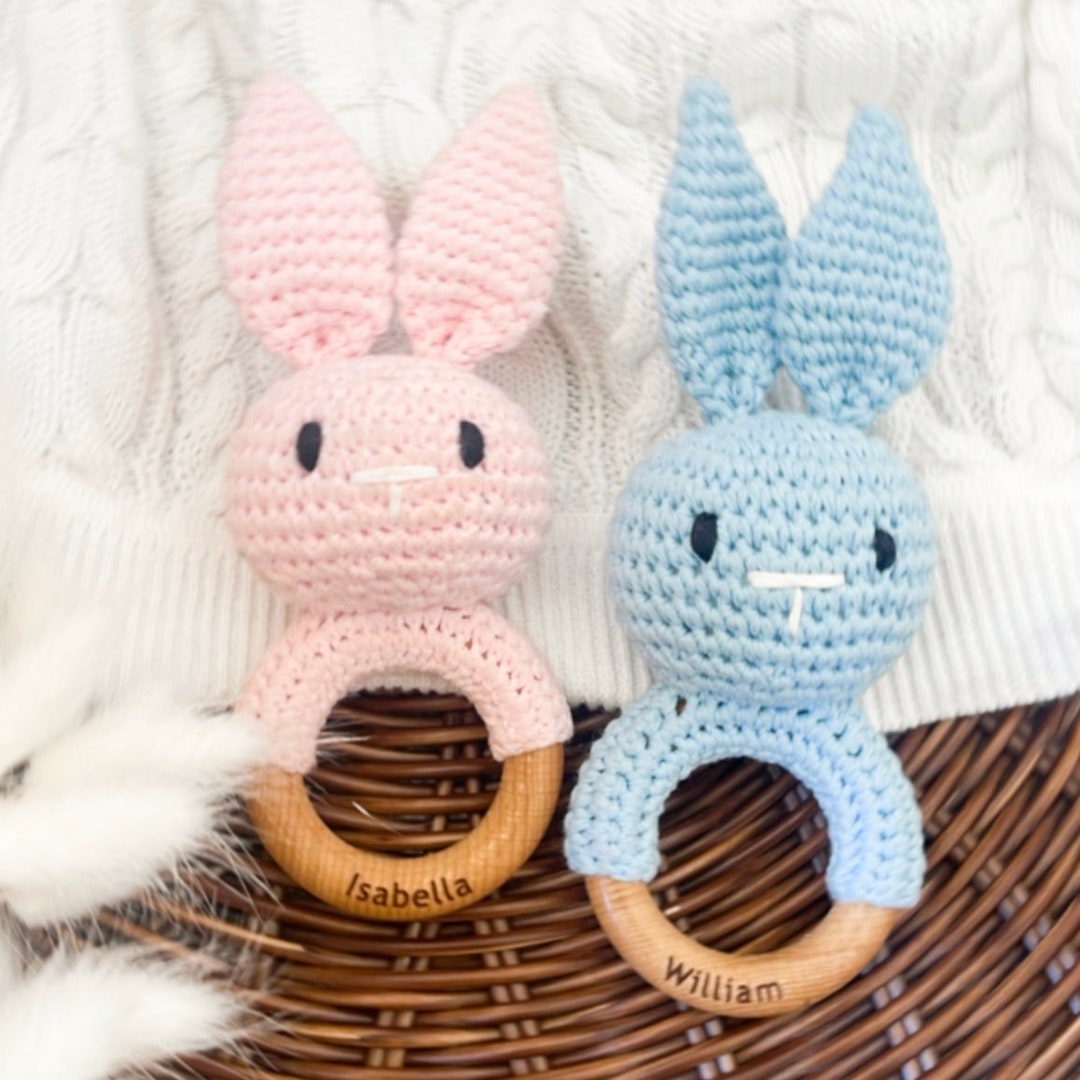 Personalised Rattle Crochet Easter Rattle Baby Easter Gift First Easter