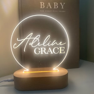 Personalised Night Light | Childrens Night Light | Kids Room Light | Room Light | Personalised Gift | Led Night Light | Round Night Light